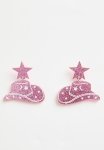 Small Charm Earring - Glitter Western Hats - Pink