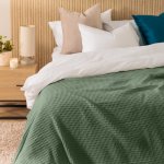 Waffle Blanket Throw Forest Green