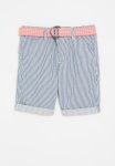 Stipe Denim Short With Belt - Blue