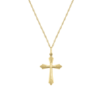 Yellow Gold Textured Cross Pendant On A Chain
