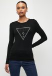 Guess Rosalie Triangle Logo Rn Sweater - Jet Black A996