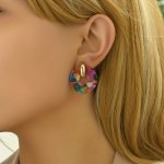 Elegant Multi-color Circular Acetate Design Stud Earrings Party Jewelry Birthday Gift For Teen Girls