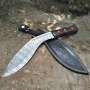 Ladder Pattern Damascus Kukri with African Hardwood Handle
