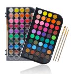 Watercolour Paint Set With 3 Brushes In A Plastic Case - Student 48 Colour
