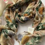 Elegant Brown & Green Leaf Print Scarf - Breathable Polyester Bali Yarn Lightweight Summer Shawl For Women