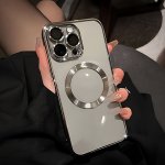 Luxury Plating Magnetic Phone Case Compatible With Apple Iphone 15 14 13 12 11 Pro Max Plus - Transparent Soft Tpu Camera Lens P