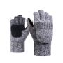 Knitted Half Finger Flap Gloves - Grey