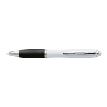 BP30181 - White Barrel Curved Design Ballpoint Pen With Coloured Grip Black Std