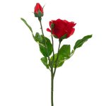 Artificial Real Touch Red Rose Stem 2 Head 46CM