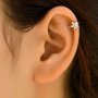 Flower Design With Sparkling Zirconia Inlaid Elegant Cute Ear Cuff Minimalist Style Copper 14K Gold Plated Jewelry Female Gift