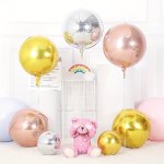 12PCS 4D Round Balloons 360 Degree 4D Golden Silvery Ball Foil Balloons Suitable For Graduation Holiday Gathering Birthday New Y