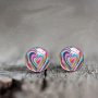 Elegant Rainbow Heart Glass Stud Earrings - Stainless Steel Perfect For Daily Wear & Parties Design December Birthstone Gift