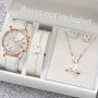 6PCS Women's Casual Quartz Watch Analog Wristwatch & Butterfly Jewelry Set Gift For Mom