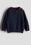 Cotton-knit Jumper - Navy Blue