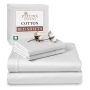 King Size Sheets Set White 100% Cotton Luxury 400 Thread Count Sateen Weave 4 PC Bed Sheet Set Include 1 Fitted Shet 1 Flat Sheet & 2 Pillowcases Combed Cotton Sheets
