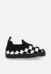 PoP Candy Checker Board Slip On Sneakers - Black & White