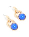 Goldair Gold Blue Stone Doorknocker Stud Earrings
