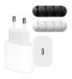 20W Usb-c Power Adapter With Cable Organizer Compatible With Apple Devices