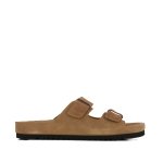 Double Strap Suede Sandals -tan