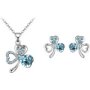 Za Lucky Three Leaf Clover Necklace And Earring Set With Crystals From Swarovski