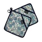 Cape Floral Aqua Pot Grabber Set Of 2