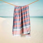 Unison Stripe Backed Fouta Indigo Blue And Red