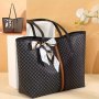 Chic Polka Dot Tote Bag With Scarf Detail - Large Capacity Durable Faux Leather Fashionable Shoulder Handbag For Women