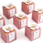 Affrolling 50 Pcs Wedding Favor Boxes With Thanks Card Square Flower Candy Boxes Paper Bridal Gift Box For Guests Wedding Bridal