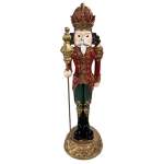 Red And Gold Nutcracker With Staff 49CM