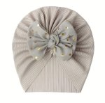 Gray Polka Bowknot Turban