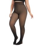 Caidienu Plus Size Fleece Lined Tights Women: Fake Translucent Warm Thick Thermal Legging High Waisted Winter Sheer Pantyhose 5X