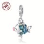 925 Sterling Silver Cute Nautical Charm Fish Pendant With Zirconia Mosaic Fashionable Jewelry Accessory For Diy No Plating - Ideal For Daily Wear & Gift-giving