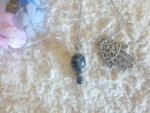 Snowflake Obsidian Bead Pendulum With Hamsa Hand