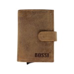 Bossi Mechanism Cardholder Wallet With Coin Zip Pouch - Goat Oily Hunter Sand