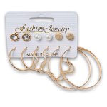 Fashion Earrings Gold 6 Pair