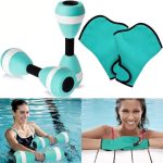 Seenelling Water Aerobics Set For Aquatic Exercise 1 Pair Neoprene Swimming Glove 2 Pcs Foam Aquatic Dumbbells Water Weights Poo