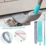 Extendable Washable Bed And Furniture Duster - Durable Flexible Crevice Cleaning Brush With Replaceable Linen Cloth For Hard-to-