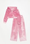 PoP Candy Hooded Cropped Velour Set - Pink