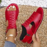 Women's Solid Color Trendy Sandals Side Zipper Soft Sole Lightweight Ankle Buckle Shoes Vacation Summer Beach Shoes