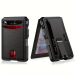 1PC Ultra-thin Faux Leather Slot Credit Card Holder With Money Clip Rfid Blocking Two-fold Wallet