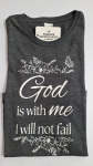 Ladies God Is With Me Melange Charcoal T-Shirt - 2XL