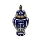 Ginger Jar Navy & White With Greek Pattern Accents 21X39CM