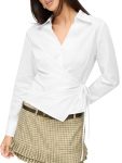 Sunnow Women's Long Sleeve Blouse With Side Tie & Waist Pleats Loose Fit Fashion Top For Work Us Alpha Small Regular Regular Whi