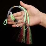 1PC Hand Tied Strong Hapuka Groper Cod Rig Deep Sea Flasher Sabiki Rig With 12 0 Tuna Circle Hook Luminous Saltwater Fishing Tac