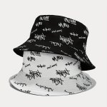Trendy Letter Graphic Bucket Hat Hip Hop Reversible Casual Basin Hats Black & White Sunscreen Fisherman Cap For Women Daily Use