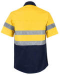 Pioneer Full Navy Hi-vis Shirt 100% Cotton Short Sleeve