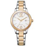 Eco-drive Ladies White Dial Two Tone