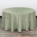 Your Chair Covers - 132 Inch Round Crinkle Taffeta Tablecloth - Sage Crushed Shiny Dining Table Cloth For Wedding Party Birthday