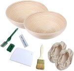 9 Inch 2 Piece Round Sourdough Proofing Basket Bread Making Tools Wood Ladle Kitchen Tool Set