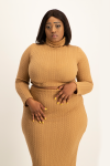 Kora Poloneck Cropped Top - Latte - 2XL